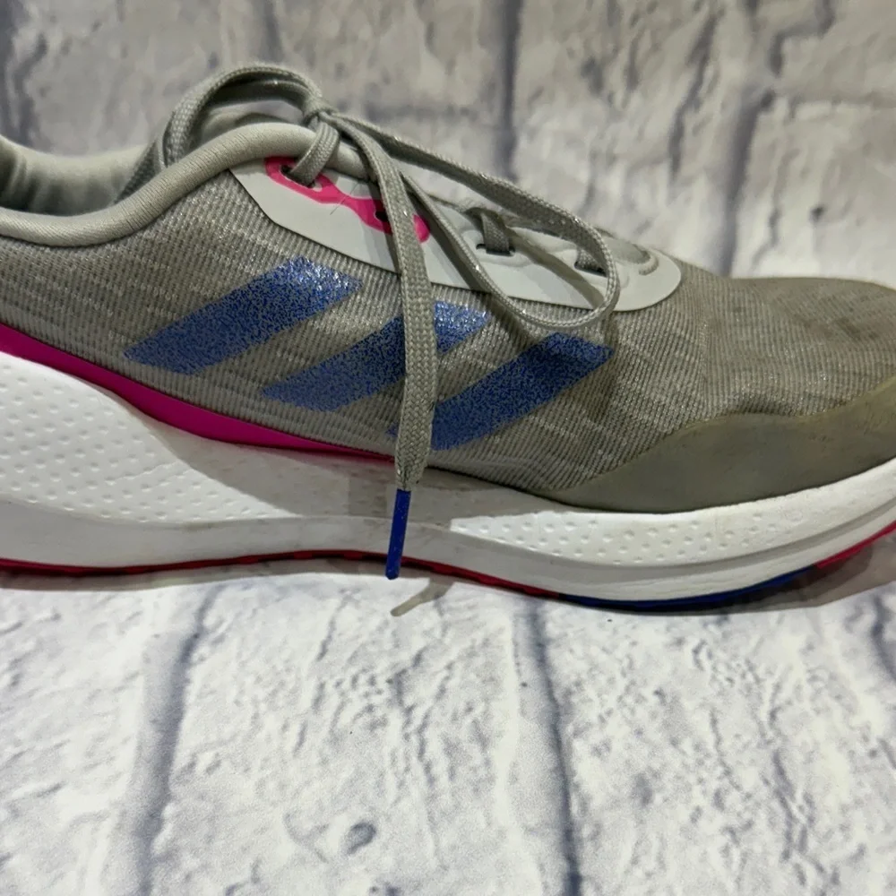 Adidas Kids Gray and Pink Sneakers